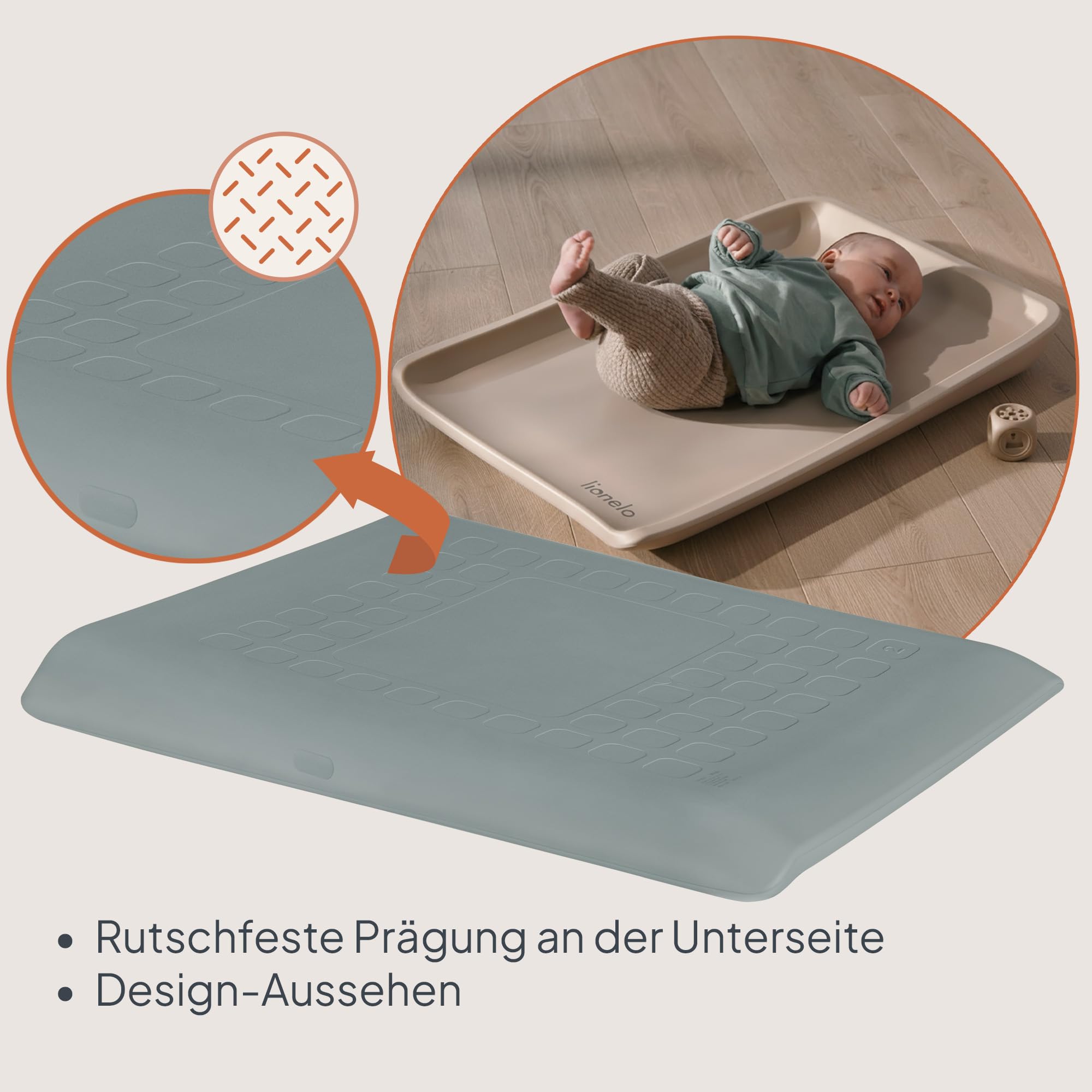 Lionelo Megs Wickelauflage für Wickeltische, wasserdicht, waschbar, multifunktional, weicher PU-Schaum, ca. 50 x 70 cm, sicher, rutschfest, Designer