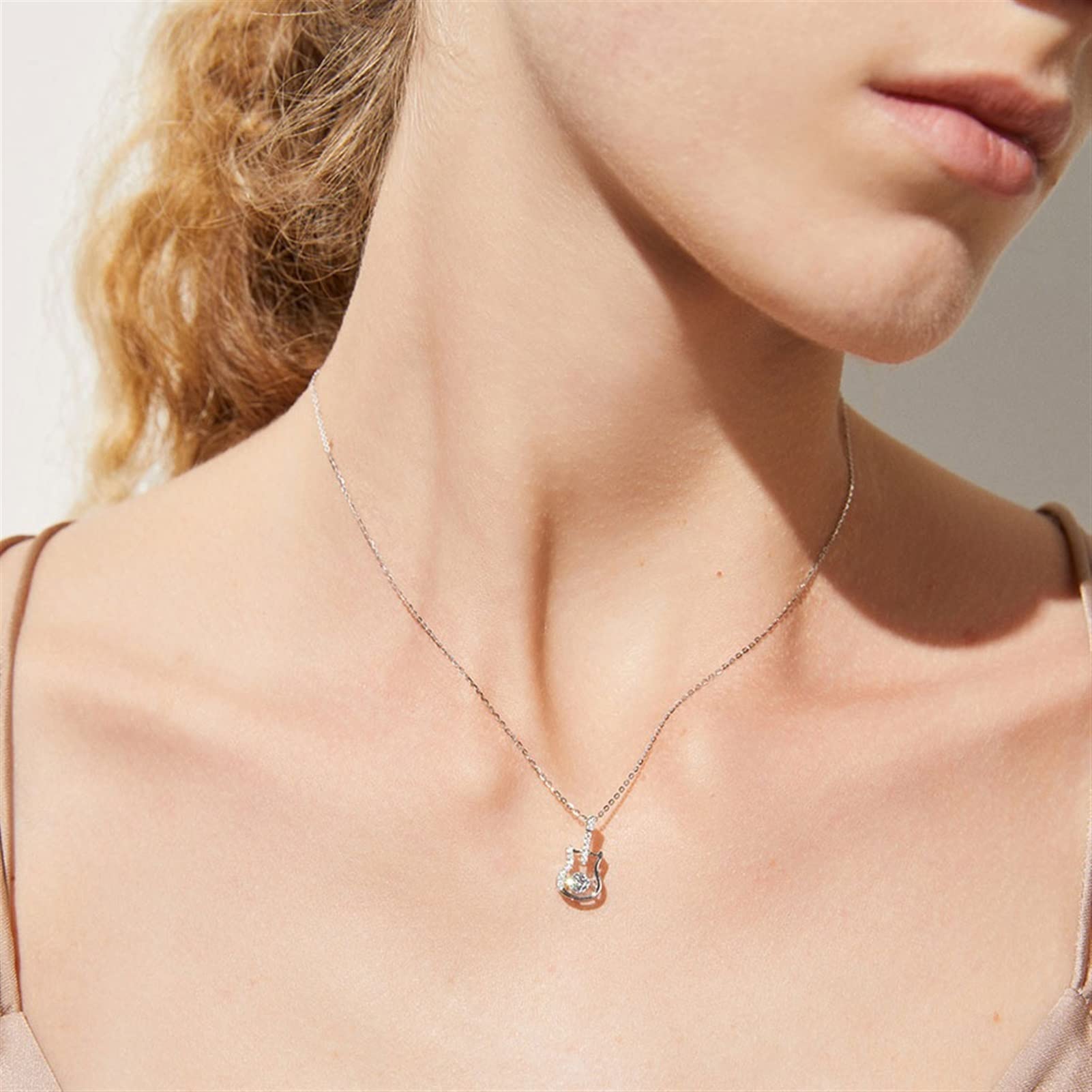CLoxks Collane 925 Collana for chitarra d'argento Fashioni uniche Clavicle Chain Women's Neckace Gifts for Best Friend Collana da donna