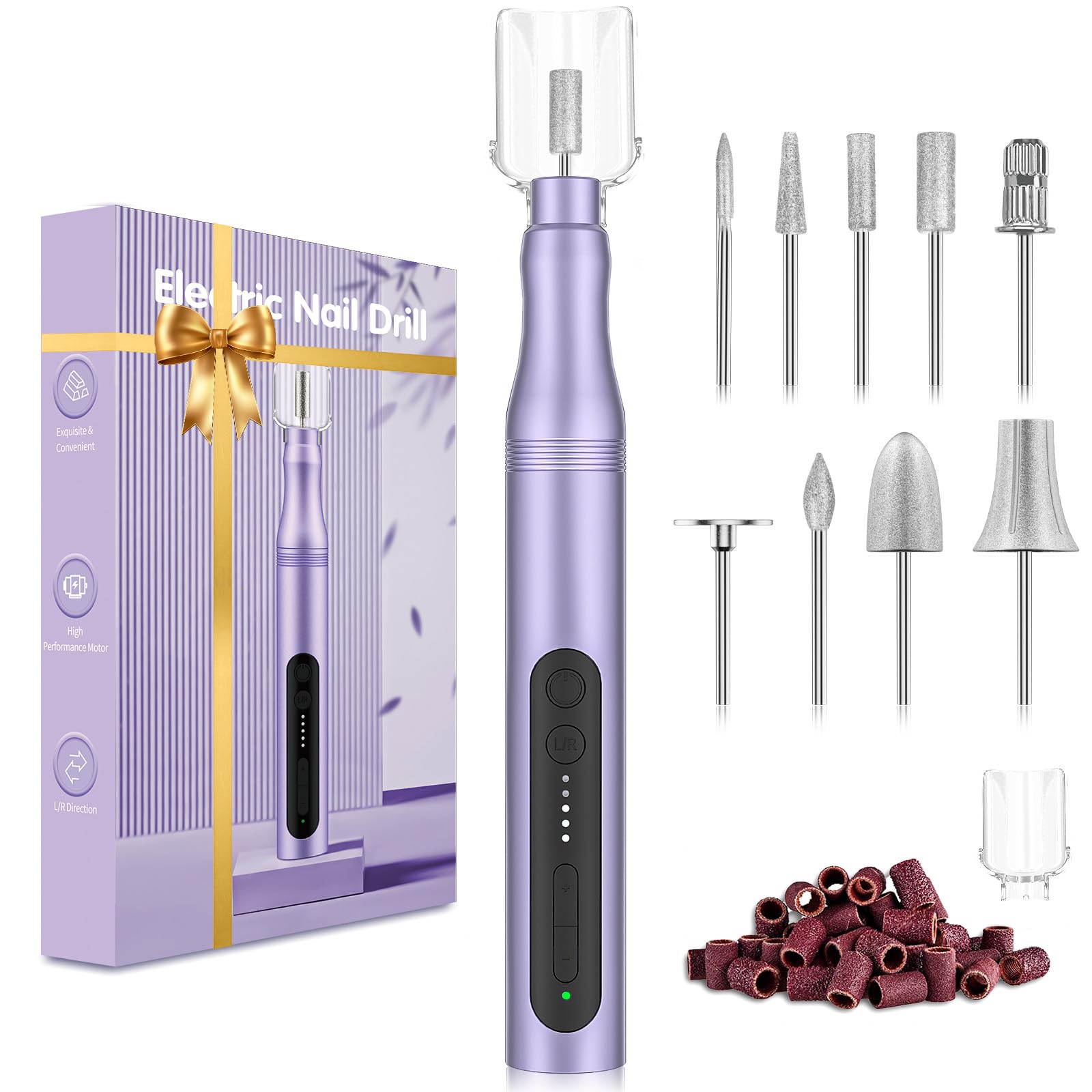 Perceuse à ongles électrique, lime à ongles sans fil rechargeable, perceuse portable à 5 vitesses pour ongles épais, cuticules, coupe-mains et pieds pour femmes, hommes, bébés et animaux