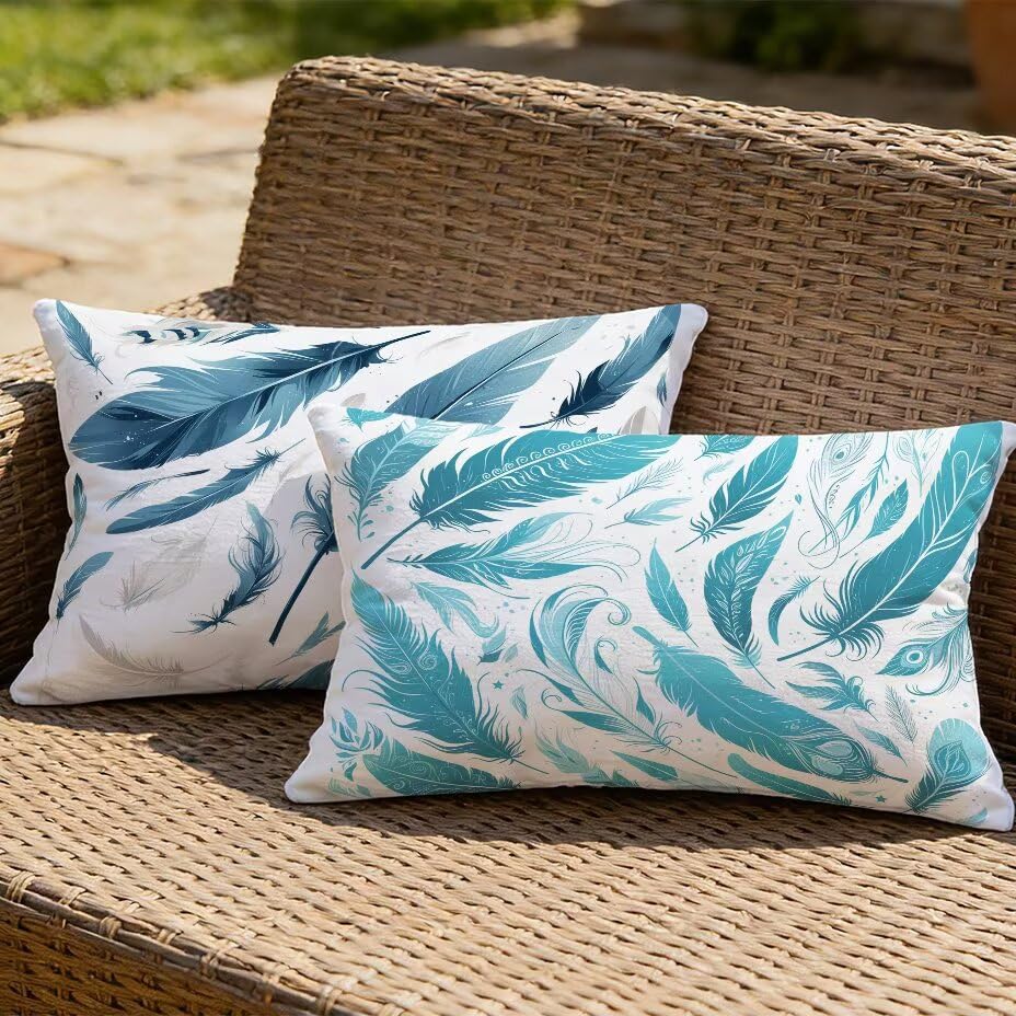 Housse de coussin extérieur 60x90 cm aspect lin blanc premium - 2
