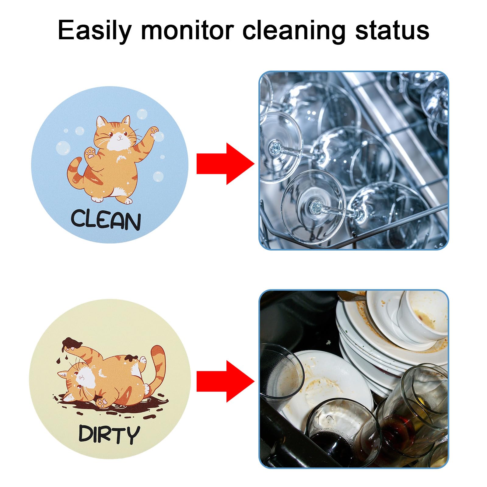 2pcs Aimants Pour Lave-Vaisselle De Chat Noir, Double Face | FindTheDeal