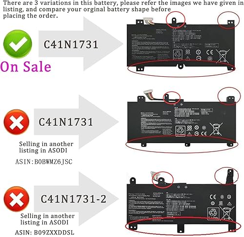 Miniatura 22 de ASODI B31N1726 - Batería de repuesto para portátil ASUS TUF Gaming FX504 FX504G FX504GD FX504GE FX504GM FX505 FX505DT FX505DV FX505DY FX80 FX80G