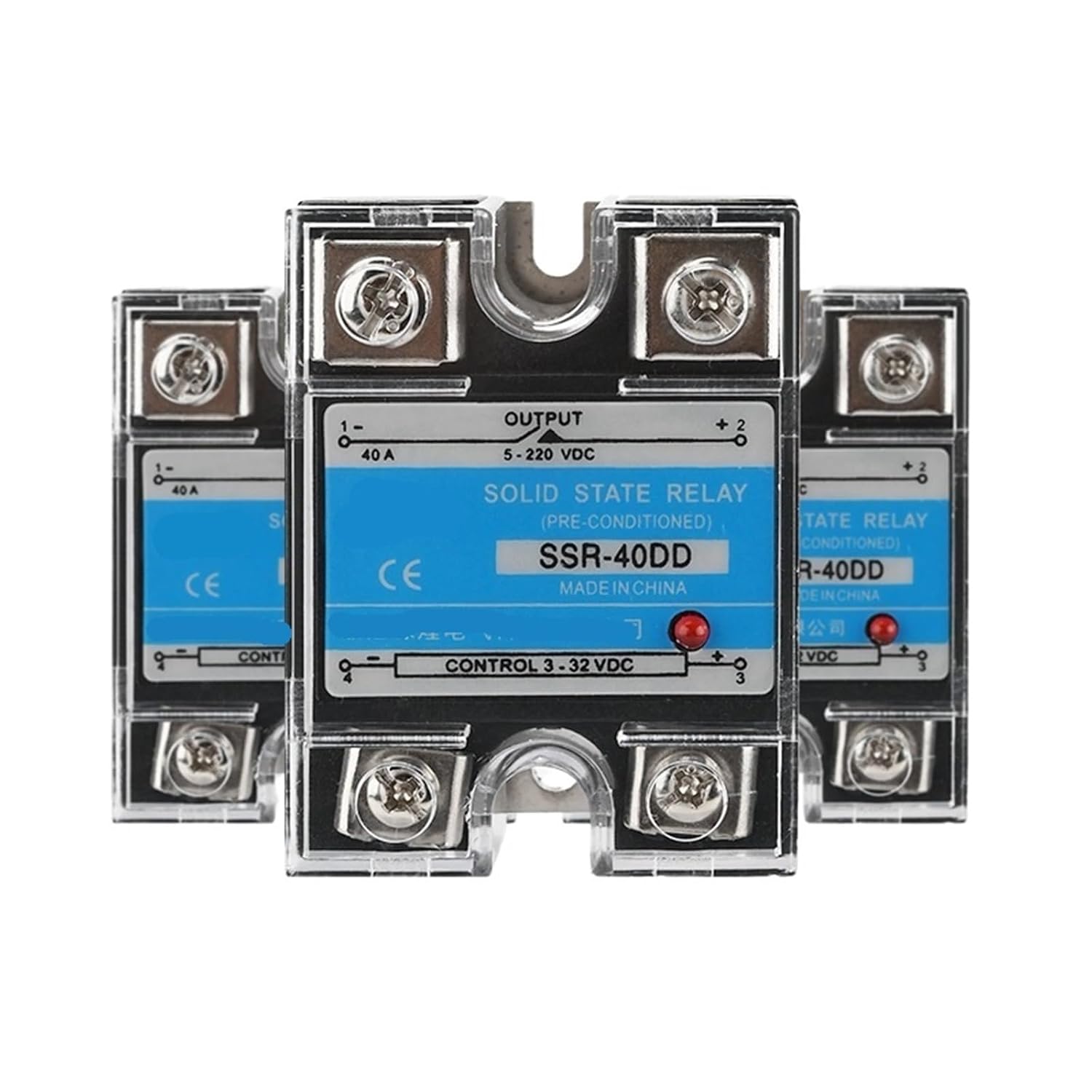 SSR-10DD 25DD 40DD Single Phase DC Controlled DC SSR Solid State Relay 220V 10A 25A 40A 1Pcs(SSR-10DD)