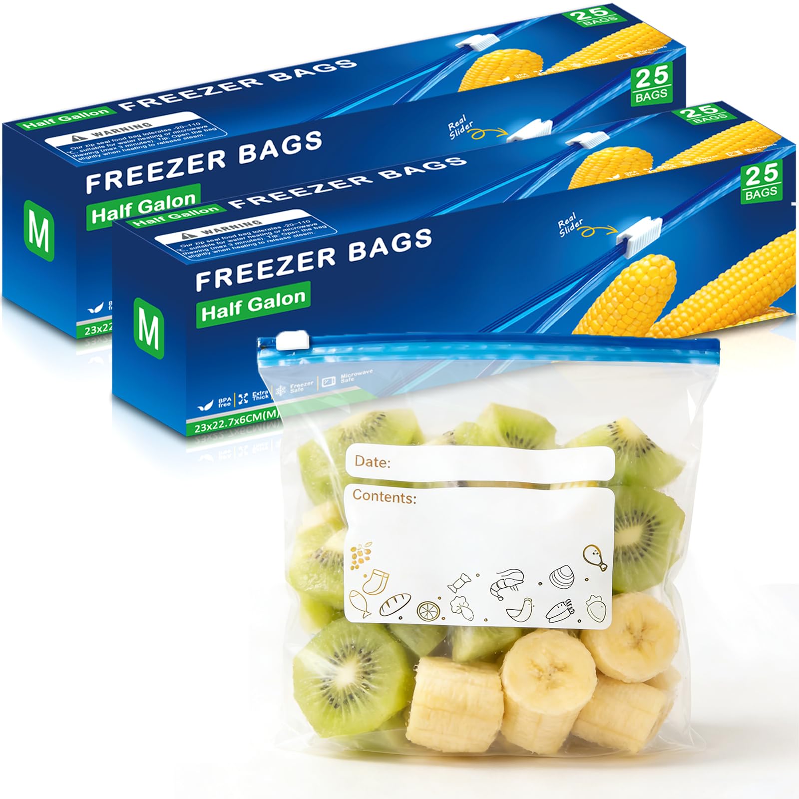 50 Pcs Freezer Bags - Ziplock Bags Food(2.27L) — image 1