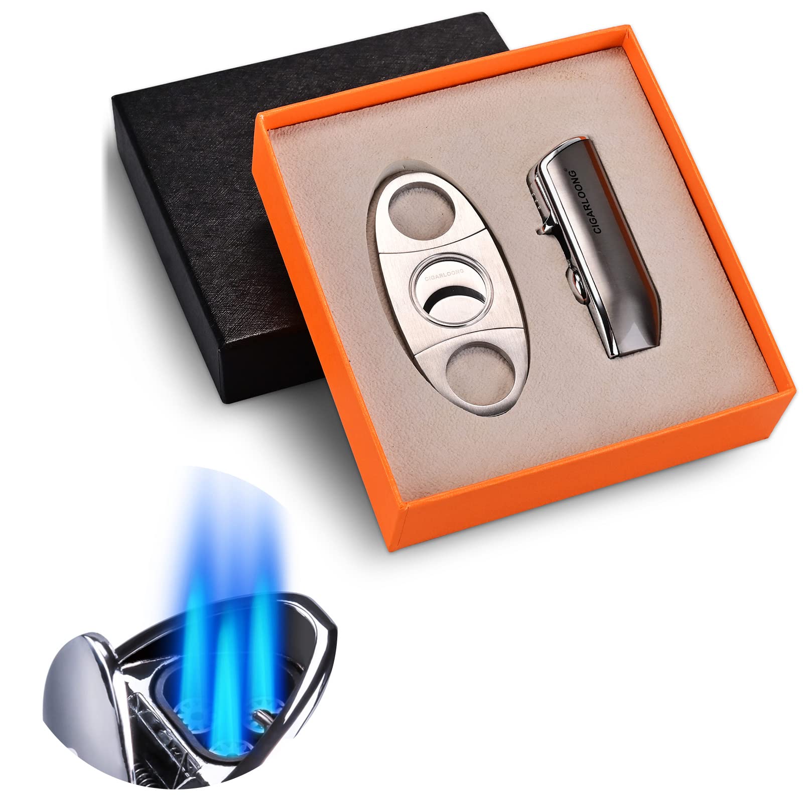 Buy CIGARLOONG Cigar Cutter and Lighter Set Double Blade Simple Cigar
