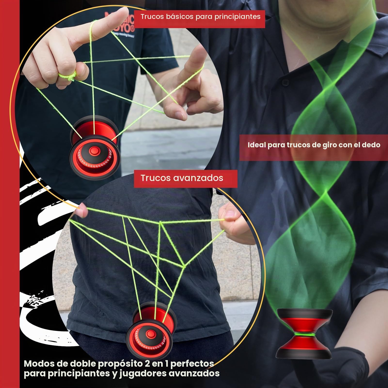 MAGICYOYO V13 JoJo Profesional - JoJo Responsivo para Niños, Unresponsive para Avanzados, Metal Duradero y Diseño Híbrido de PC