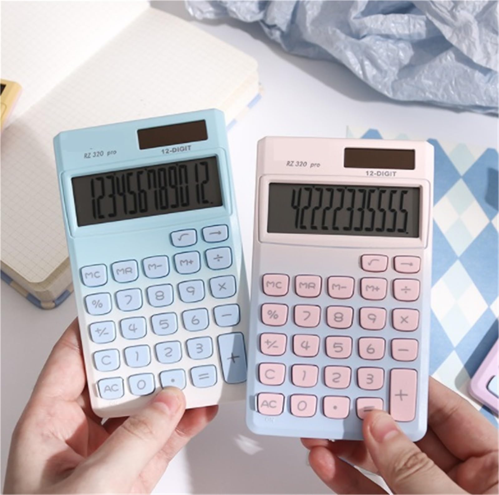 Calculatrice Calculatrice Solaire Portable avec écran à 12 Chiffres, idéale for Une Utilisation au Bureau Bureau Office(Blue)