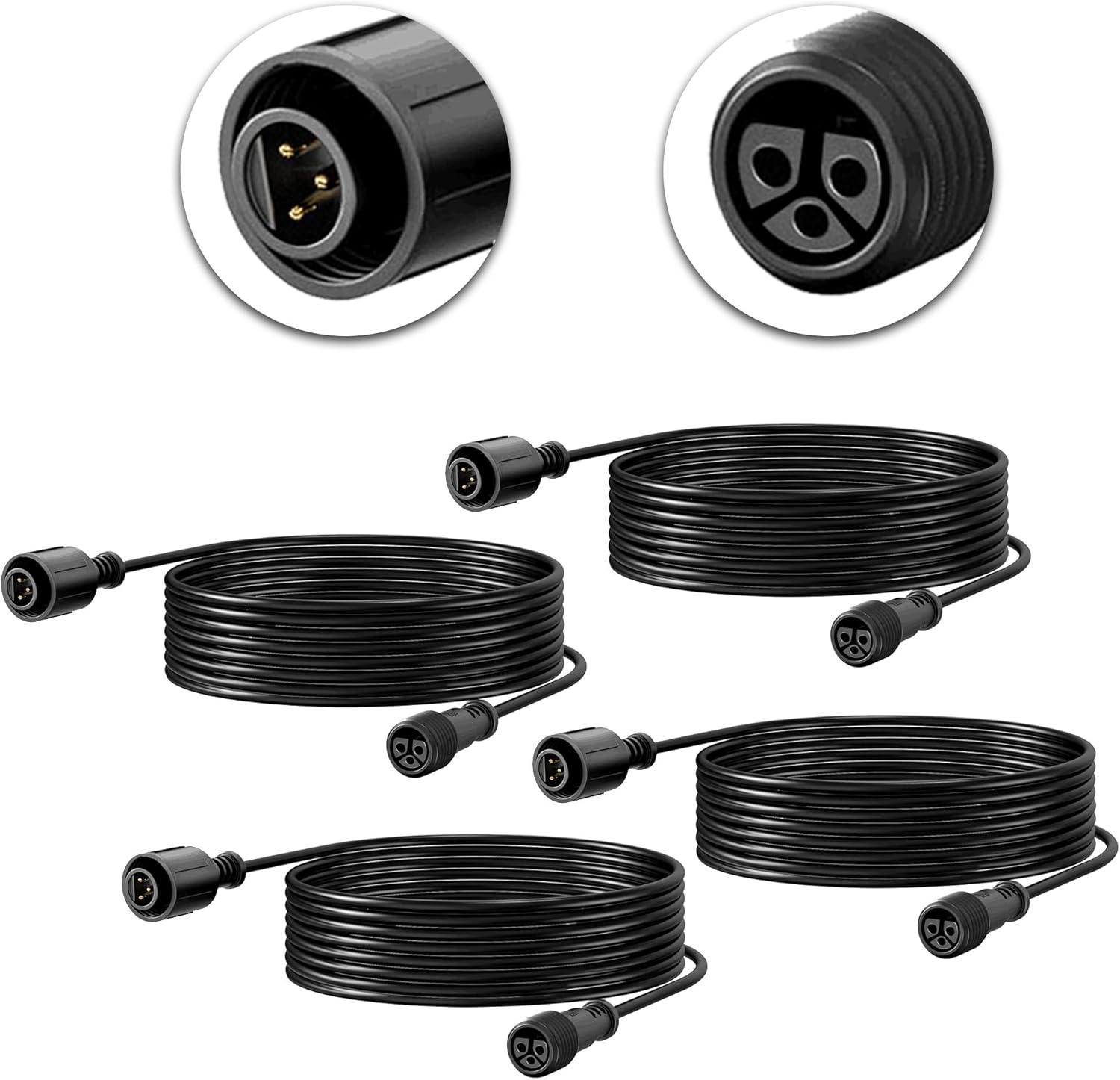 Banord 6.56FT Extension Cord for RGBW Landscape Spotlights, 3 pin(4 Pack)