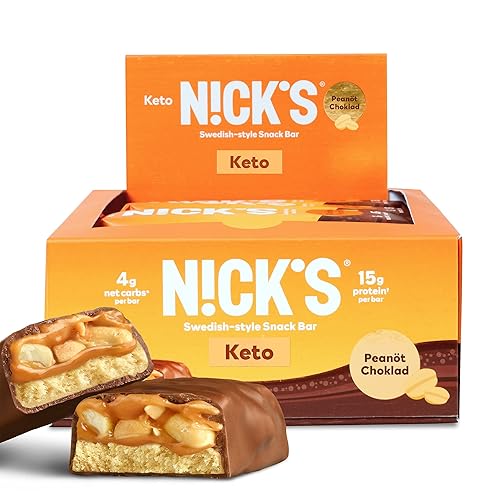 Nicks Keto Snack Bar snack keto de cacahuete y chocolate 014oz de carbohidratos netos 053oz de proteína sin azúcar añadido 018oz de colágeno barra