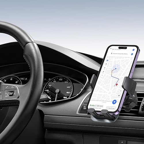 Miniatura 8 de OMOTON Soporte de teléfono para ventilación de automóvil, gancho de metal de resorte, manos libres y súper estable, compatible con iPhone, Samsung,