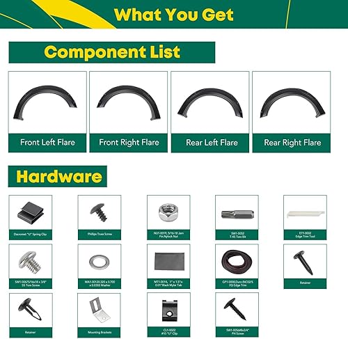 Miniatura 9 de YHTAUTO Guardabarros estilo remachado de bolsillo con kit de accesorios de repuesto para Ford F-150 2004-2008 Lincoln Mark LT 2006-2008 modelos