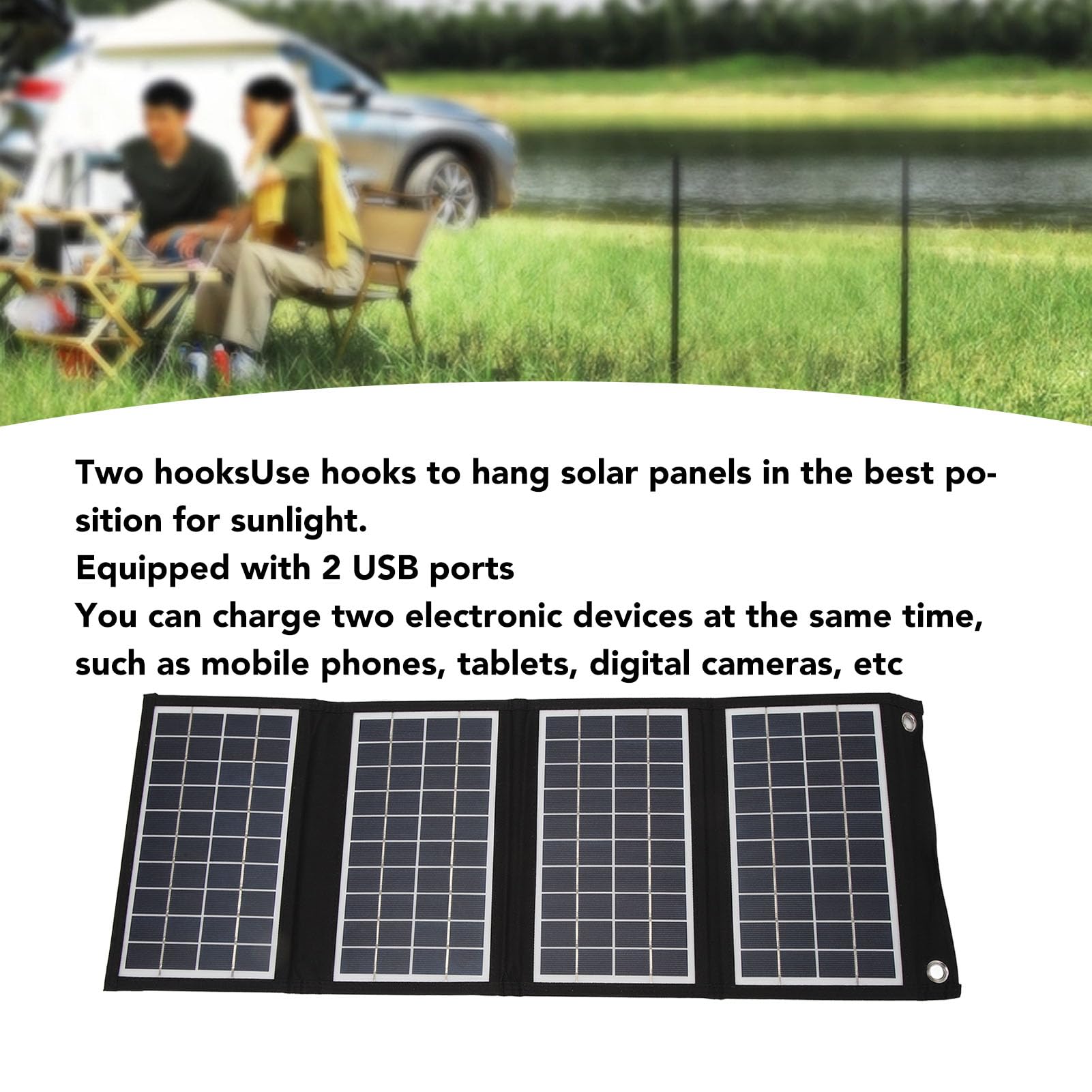 Glomora Solar Panel, 30W 5V Portable Solar Panel Charger with Dual USB Output for Mobile Phone Travel Camping