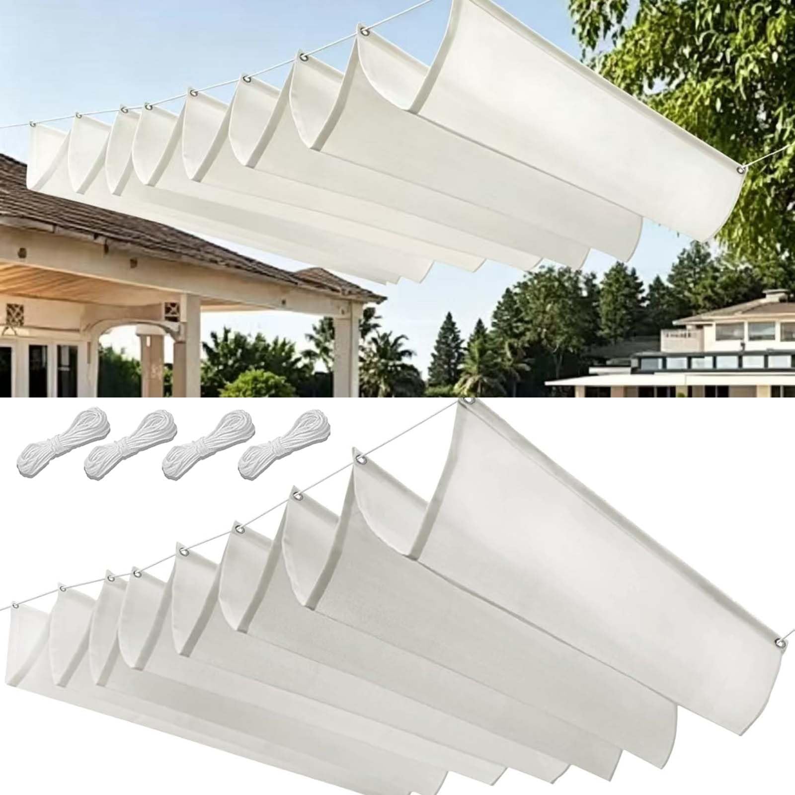 Markiza Przeciwsłoneczna 145x200cm Blokujący 98% UV Żagiel Przeciwsłoneczny Do Pergoli Z Oczkami I Sznurkiem Do Ogrodu Zewnętrznego, Patio, Trawnika, Biały