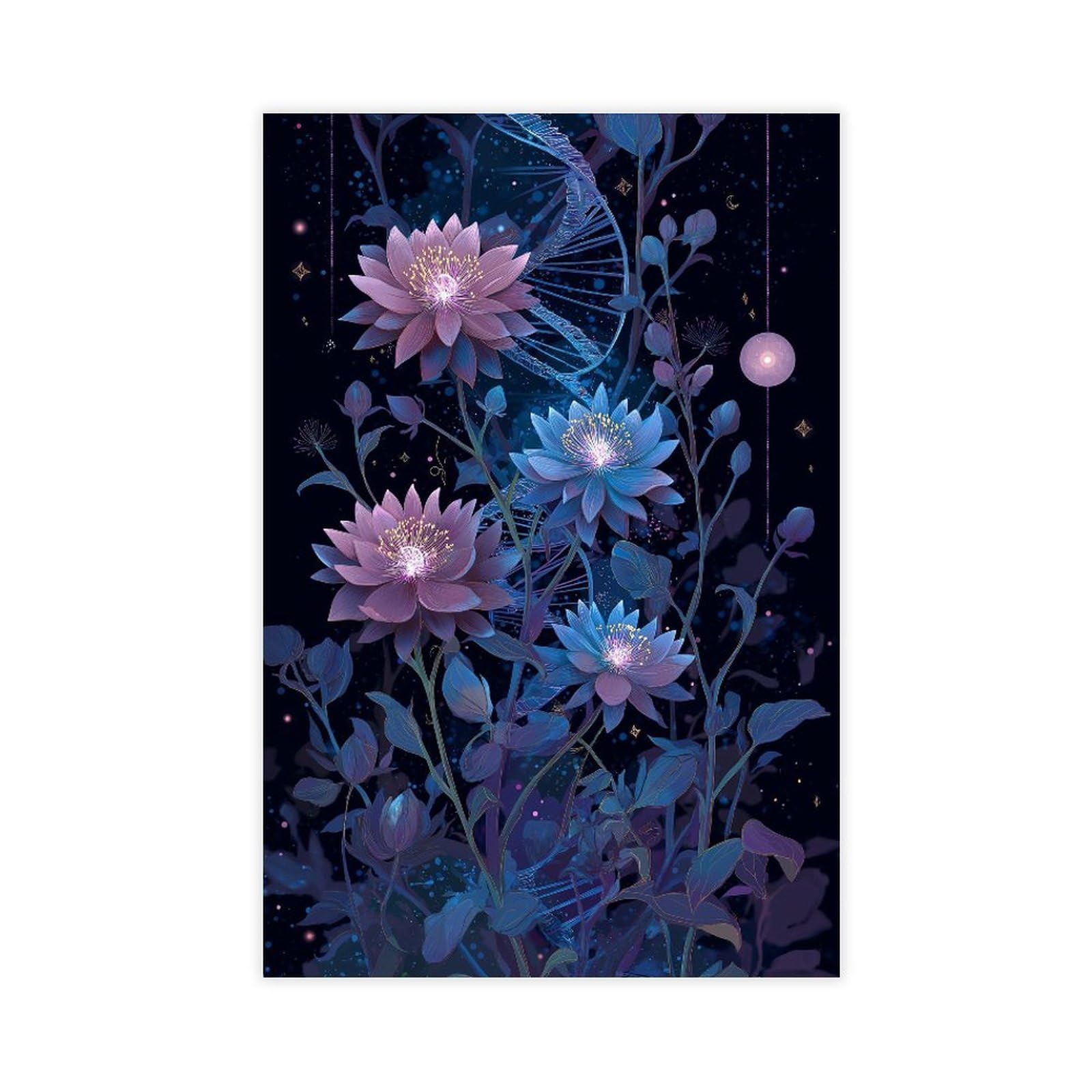 MRYCQ Celestial DNA Floral Poster Canvas Poster for Bedroom Decor Gift