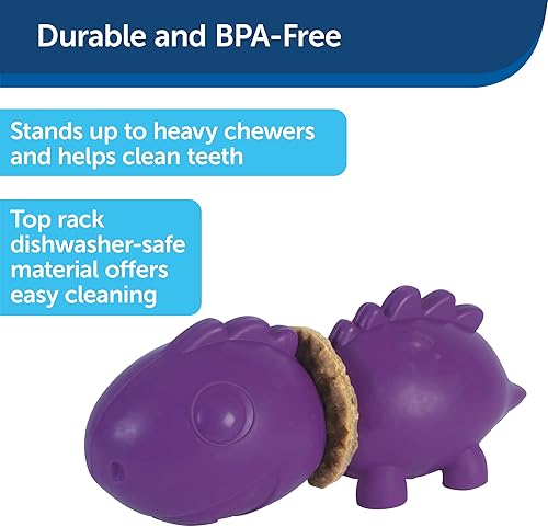 Miniatura 3 de PetSafe Busy Buddy Animal Treat Ring Dog Toy - Juguete masticable para perros - Dinosaurio mediano