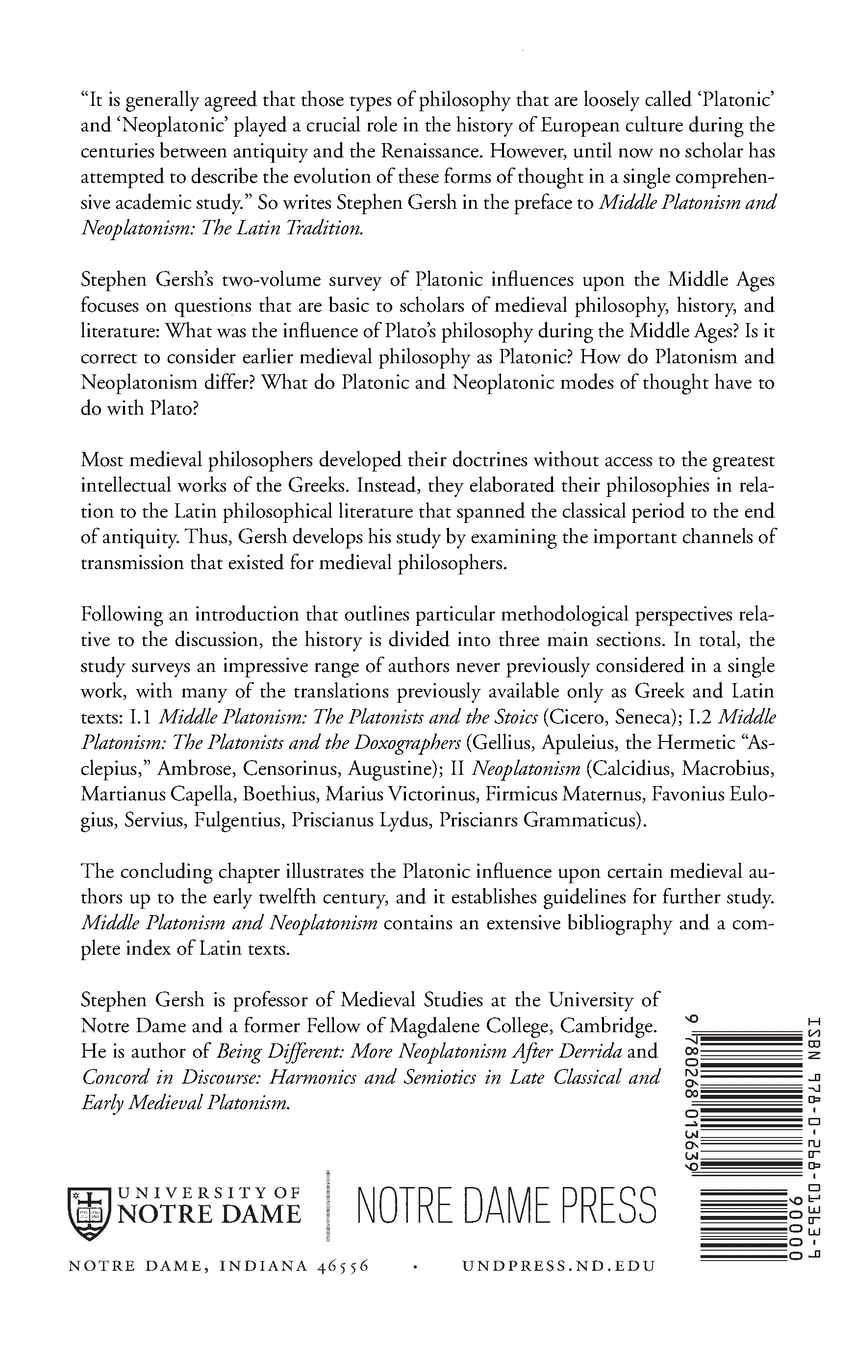 Middle Platonism and Neoplatonism, Volume 2: The Latin Tradition (Publications in Medieval Studies)