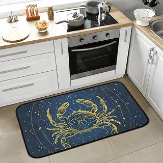 Astrology Cancer Zodiac Kitchen Mat for Floor Area Rugs Non-Slip Soft Cushioned Indoor Carpet for Kitchen Bathroom Laundry Room