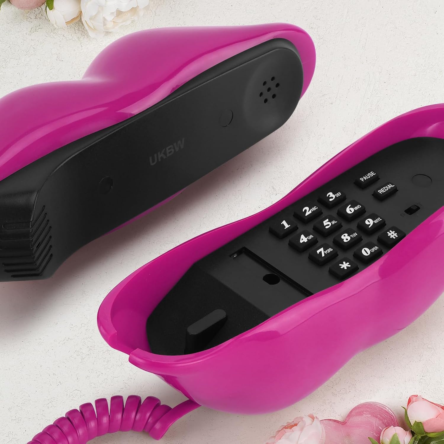 UKBW Audio Guest Book Wedding Phone, 32G Record Customized Audio Message,Interesting Mouth Lip-Shaped Audio Guestbook for Birthdays Parties Confessions Special Occasions (Rose Red) - Image 8