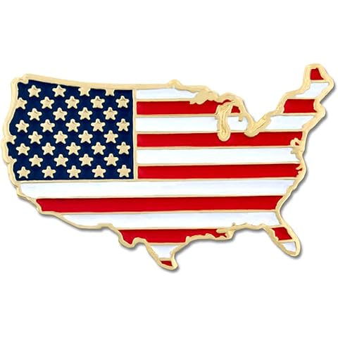 PinMart United States of America Shape Country American Flag Enamel Lapel Pin