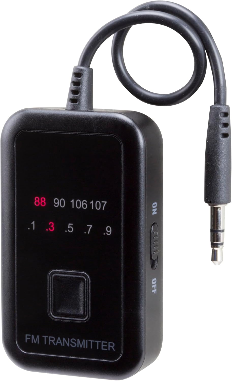 Scosche FMT7-SP1 side view with ON/OFF switch