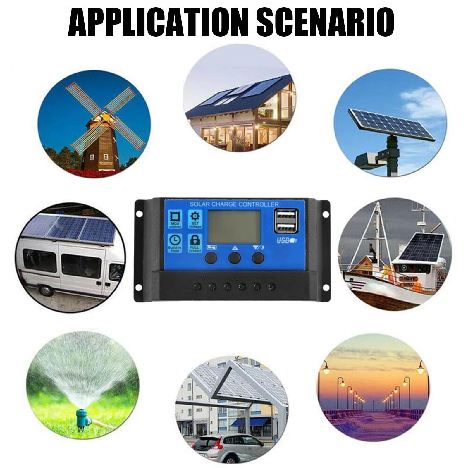 300 W 20/30/40/50/60 V Con Caricabatterie Per Auto, Sis-tema Pannello Solare Dc12-18 V Kit Pannello Solare Fuori Rete Per Capannone Domestico Pannello Solare Bifacciale,60A