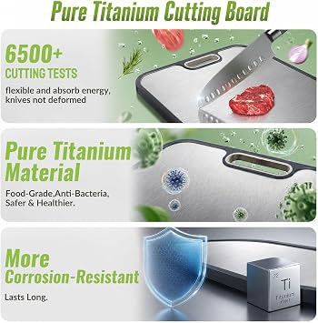 Titanium Cutting Board Set of 3,Cutting Board for Kitchen,Dual Sided Titanium & PP Food-Grade,Chopping Boards with Juice Groove for Hygienic Fresh Meat Vegetable Prep,Extra Large (M/L/XL)