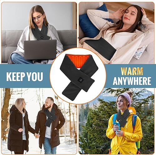 Miniatura 6 de Girasol Bufanda térmica para el cuello para aliviar el dolor de cuello, almohadilla térmica para el cuello con banco de energía de 5000 mAh, soporte