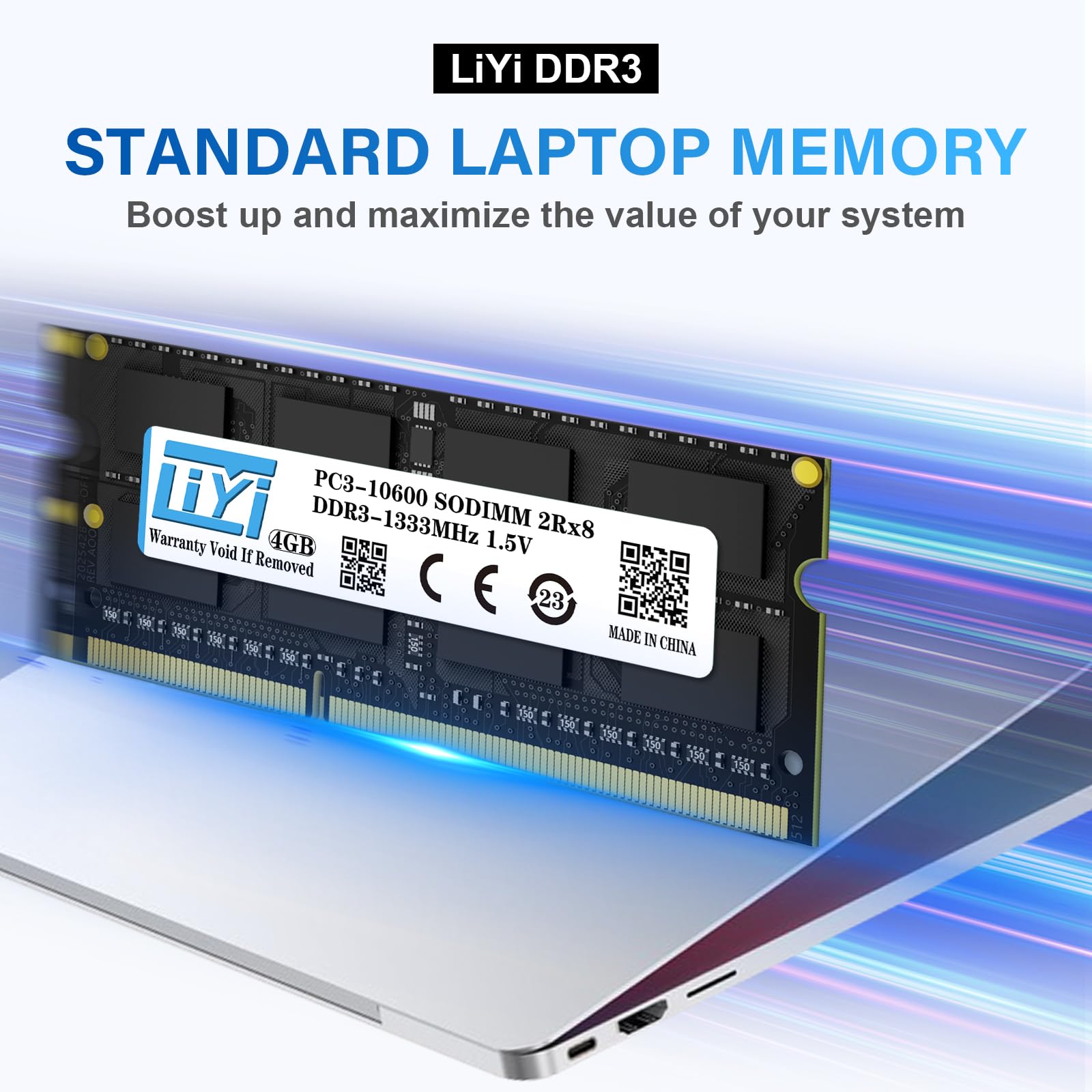 LIYI DDR3L/DDR3 RAM 4GB 1333MHz PC3L-10600/PC3-10600 CL9 2Rx8 204