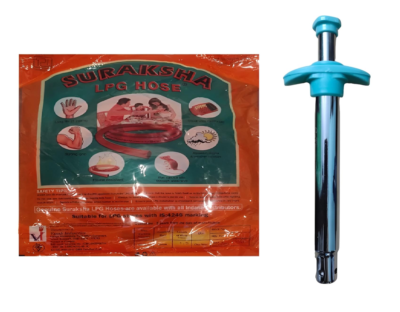 POOJAY - Gas Stove Tube with Gas Lighter - Combo Set of Items (Tube+Lighter)
