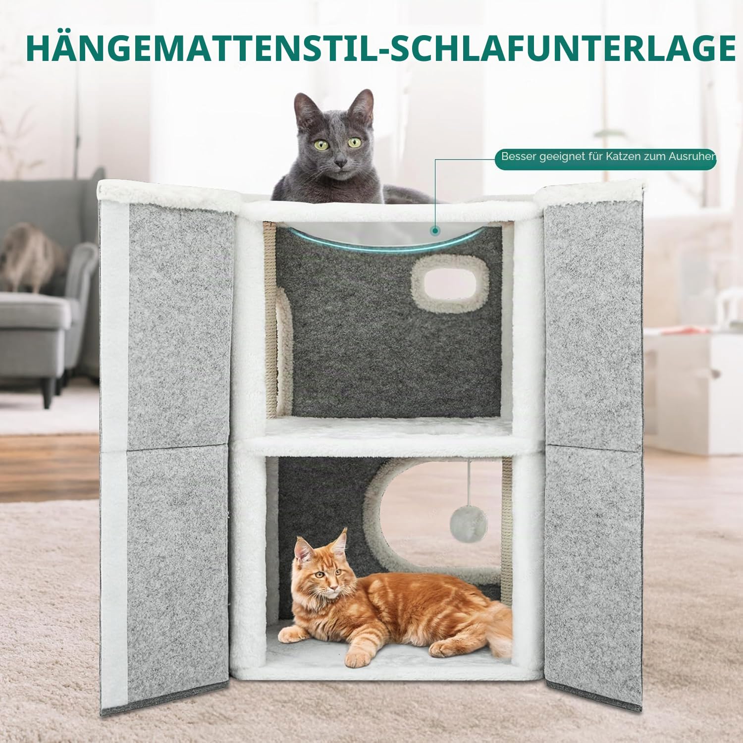 YITAHOME Katzenhaus Indoor, Katzenbett für Indoor-Katzen, Katzentonne, Katzenhöhle, Kratzbaum Klein, Katzenmöbel, Katzenbett Höhle, katzenhöhlen, Katzenbetten (Grau)