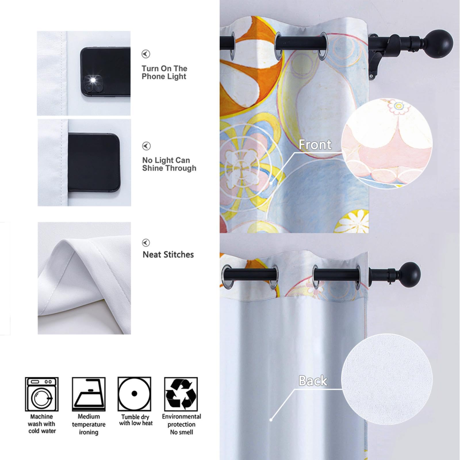 Acuarela Dibujos Animados Cortinas Impresas para bebé Guardería Dormitorio Dormitorio Lindo Ruido Reducción de Ruido Tratamientos de Ventana Cortinas Set 2 Paneles 168x229cm