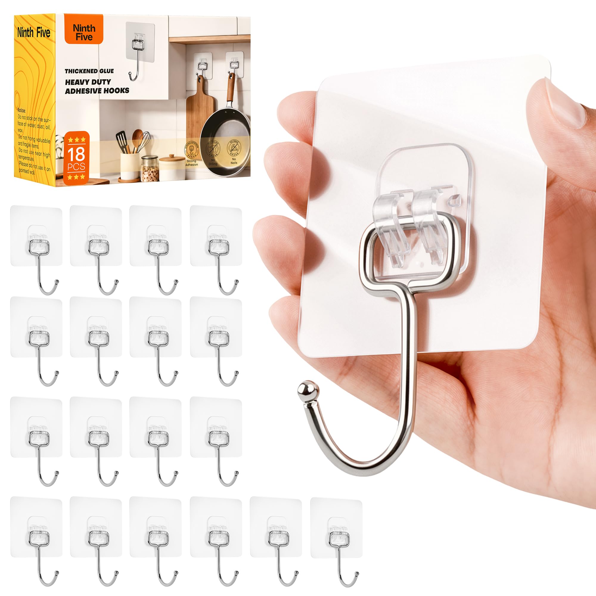 Heavy Duty Adhesive Hooks - 18 Pack -1