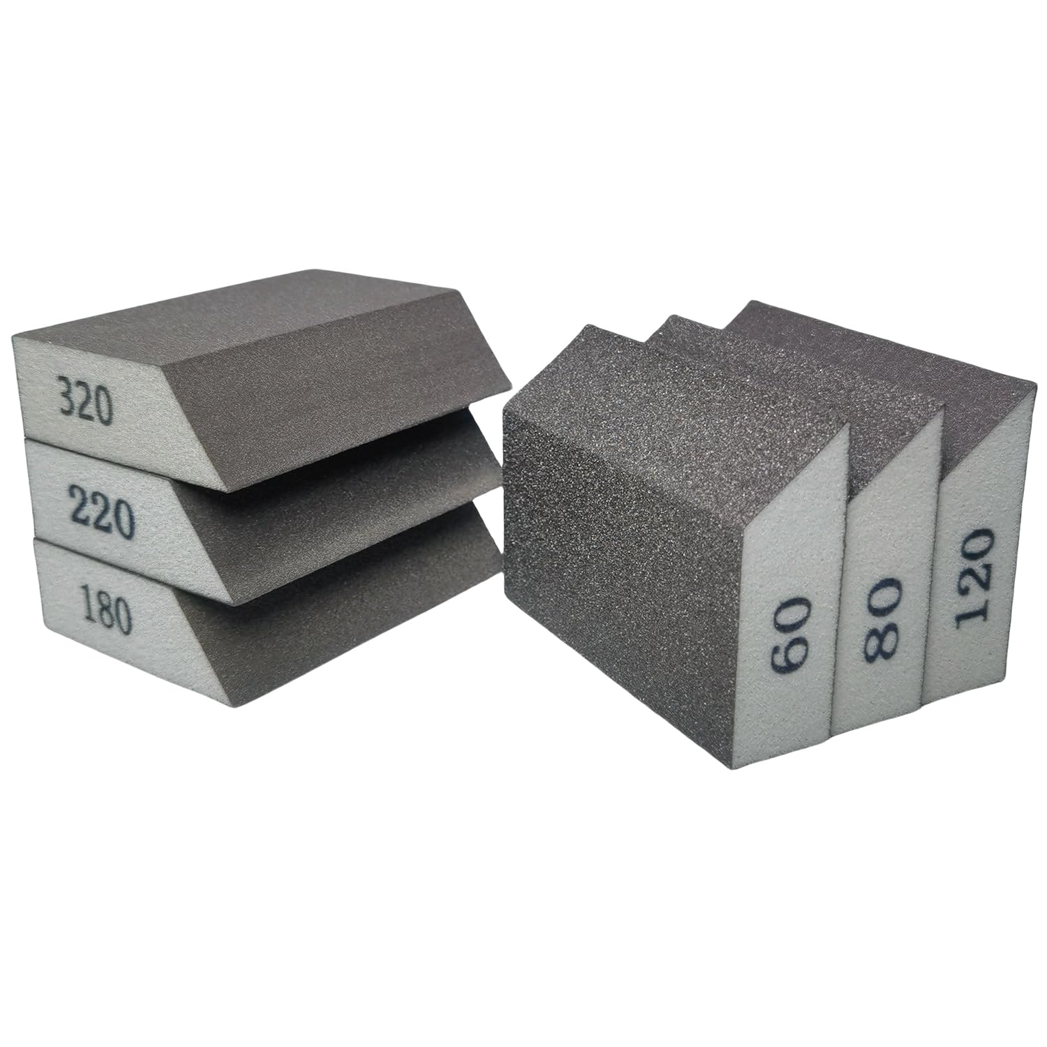 6 Pack Single Sanding Sponge Set - 60/80/120/180/220/320 Grit Sanding Blocks Assortment, Washable and Reusable Sanding Blocks for Wood Drywall Metal Home Sanding…
