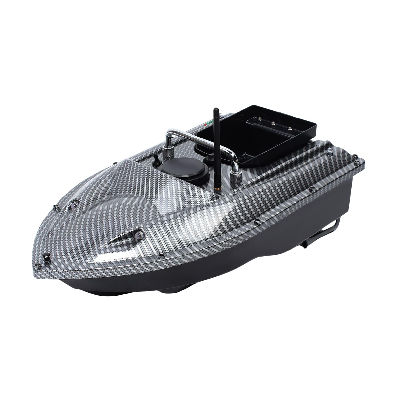 Bateau d'appâts, Bateau Amorceur Télécommandé 500M, Double Moteur, Croisière Automatique, Batterie 5200mAh, Lumières LED, Idéal pour Pêche en Lac/Rivière (Noir)