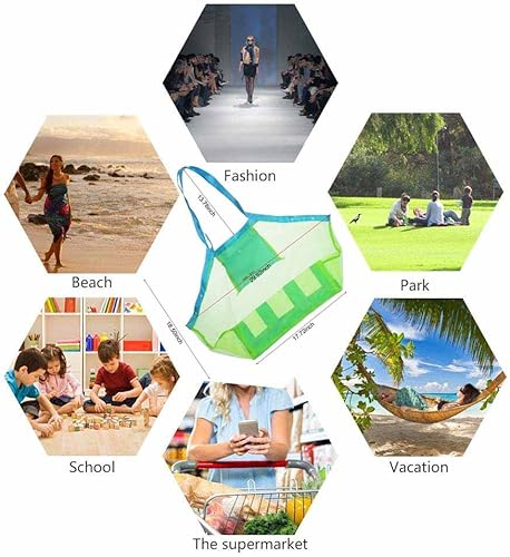 Miniatura 5 de SupMLC Bolsas y bolsas de playa extragrandes de malla – Sostiene juguetes, toallas y arena lejos – Para juguetes infantiles, mercado, comestibles,