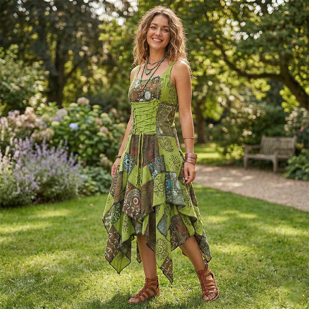 Ezhippie Vestido de verano bohemio hippy para mujer