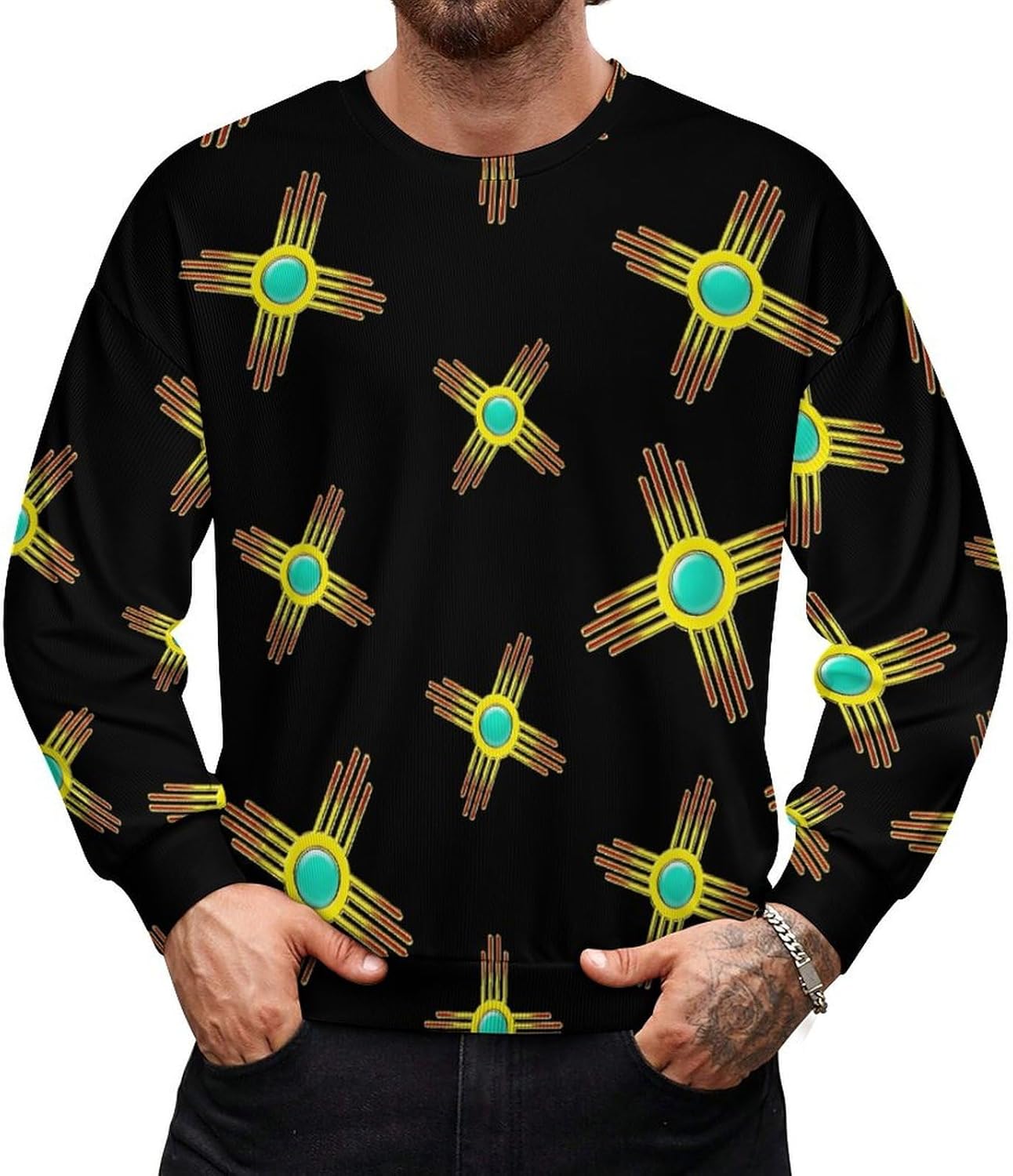 New Mexico Logo Men's Sweatshirt Crewneck Pullover Long Sleeve T Shirts Top