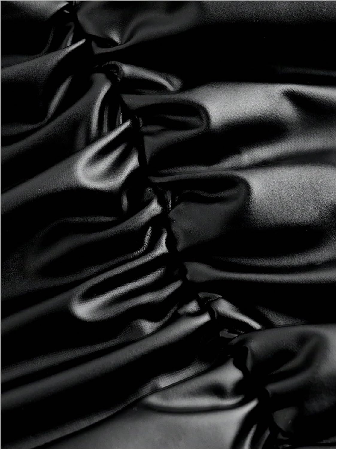 GORGLITTER Women's High Waisted Ruched Fitted Tummy Control Skirt Dressy Casual Leather Bodycon Mini Skirt - Image 5