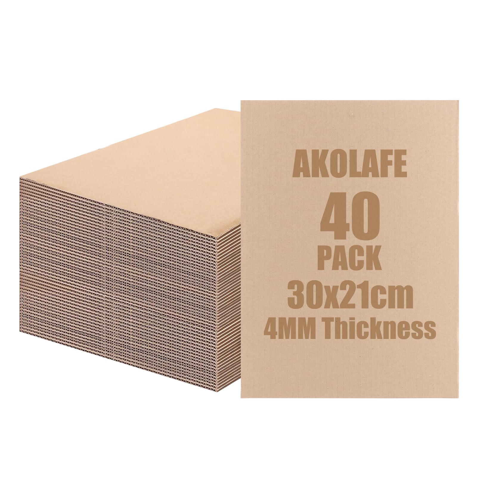 AKOLAFE Lot 40 inserts carton ondulé épais A4 emballage, envoi, arts et travaux manuels