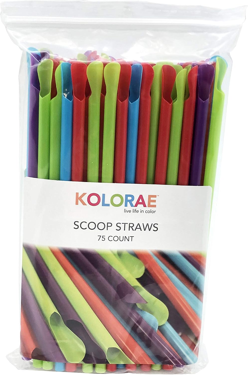 KOLORAE SCOOP STRAWS - BPA FREE PLASTIC, COLORFUL SCOOP STRAWS ACT AS A SPOON AND STRAW, GREAT FOR ANY OCCASION! (1 PACK OF 75) - AVAILABLE IN A PACK OF 75 OR 450! (75)