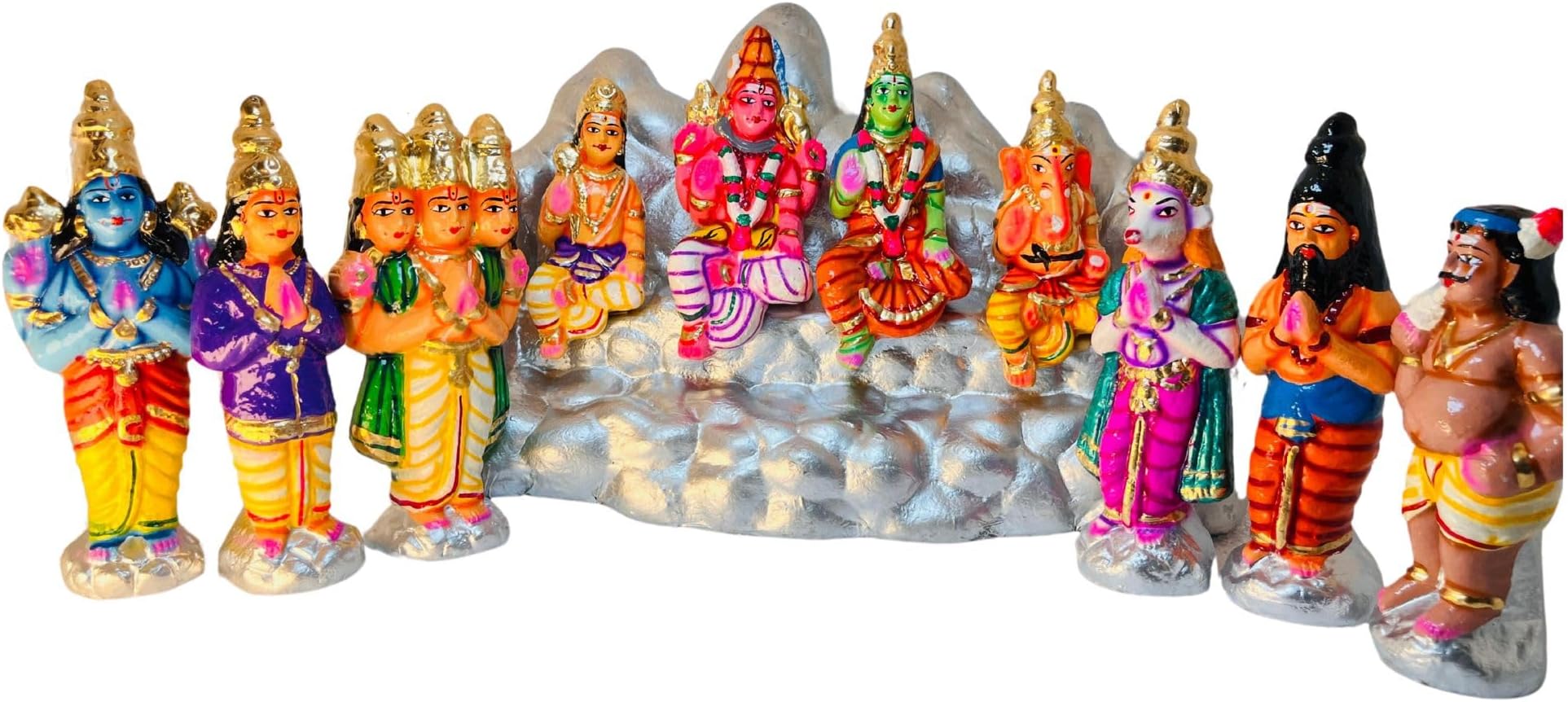 GP Decors Sivan Kailaya Malai Set for Navarathiri – Multicolor 1.5 ft Clay Puzzle Figurine, 10 Pieces