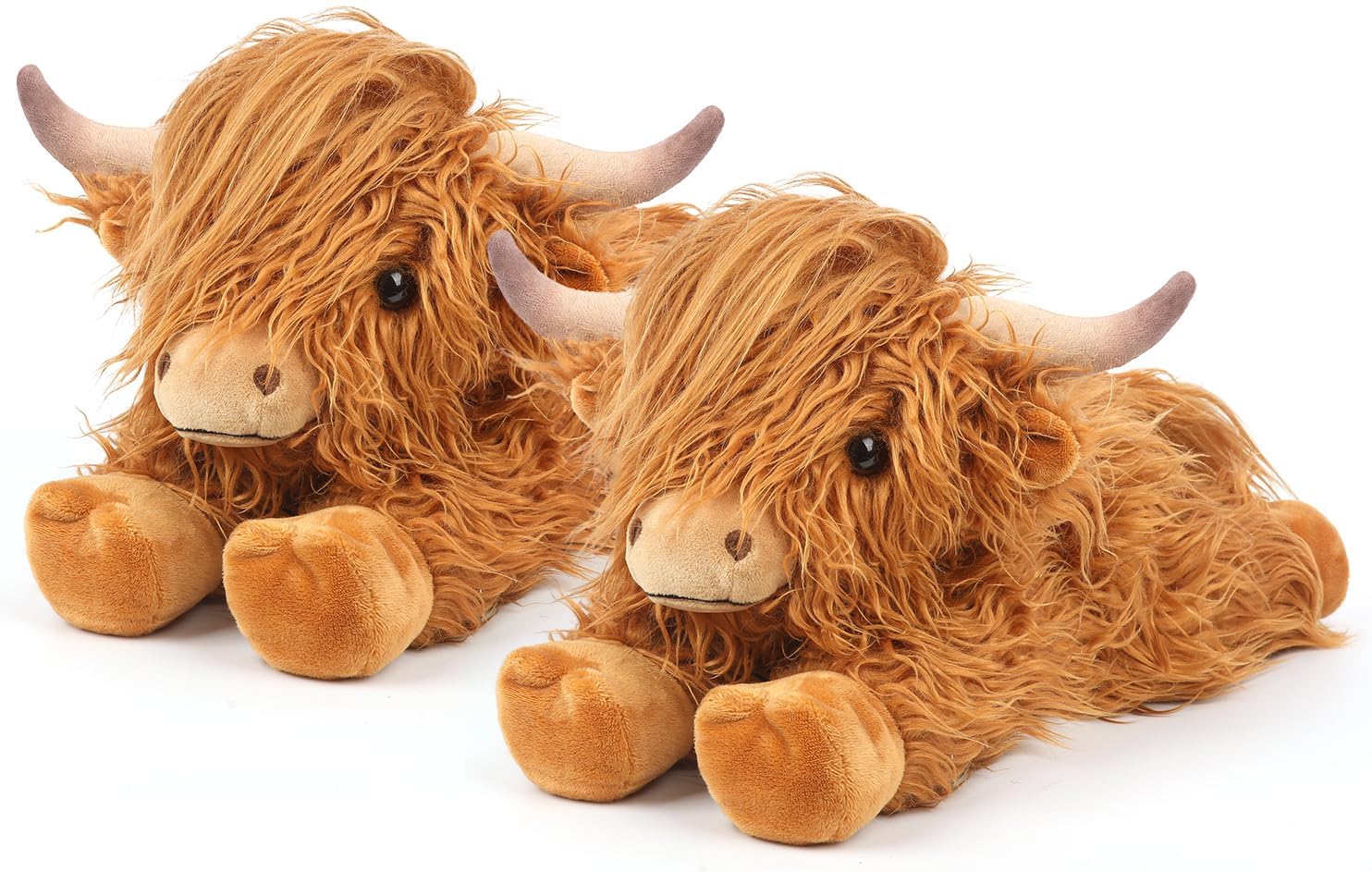 2Pcs Highland Cow Stuffed Animals Microwavable Stuffed Animal Adorable Fluffy Highland Cow Plush for Warmth Comfort Heatable Coolable