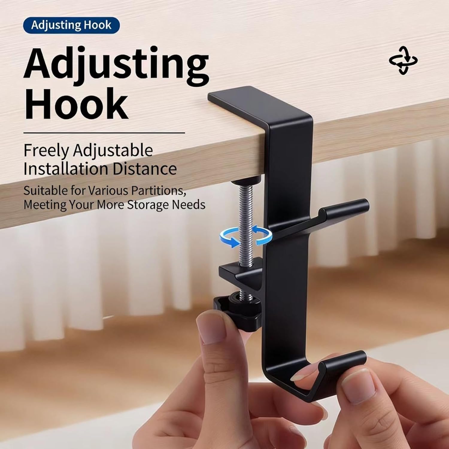 4Pcs Adjustable Double Hook Clamp Set, Backpack Hook, Desktop Wallet Hook, Sock Hook, Desk clamp Storage Rack, Used to Reduce Desktop Clutter and Hang Storage. (4)