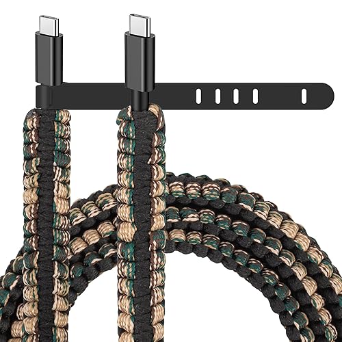 Cables de datos USB C a USB C (60 W, 3.3 pies), nuevo cable de carga trenzado de nailon tipo C a C, cargador rápido compatible con Samsung Galaxy