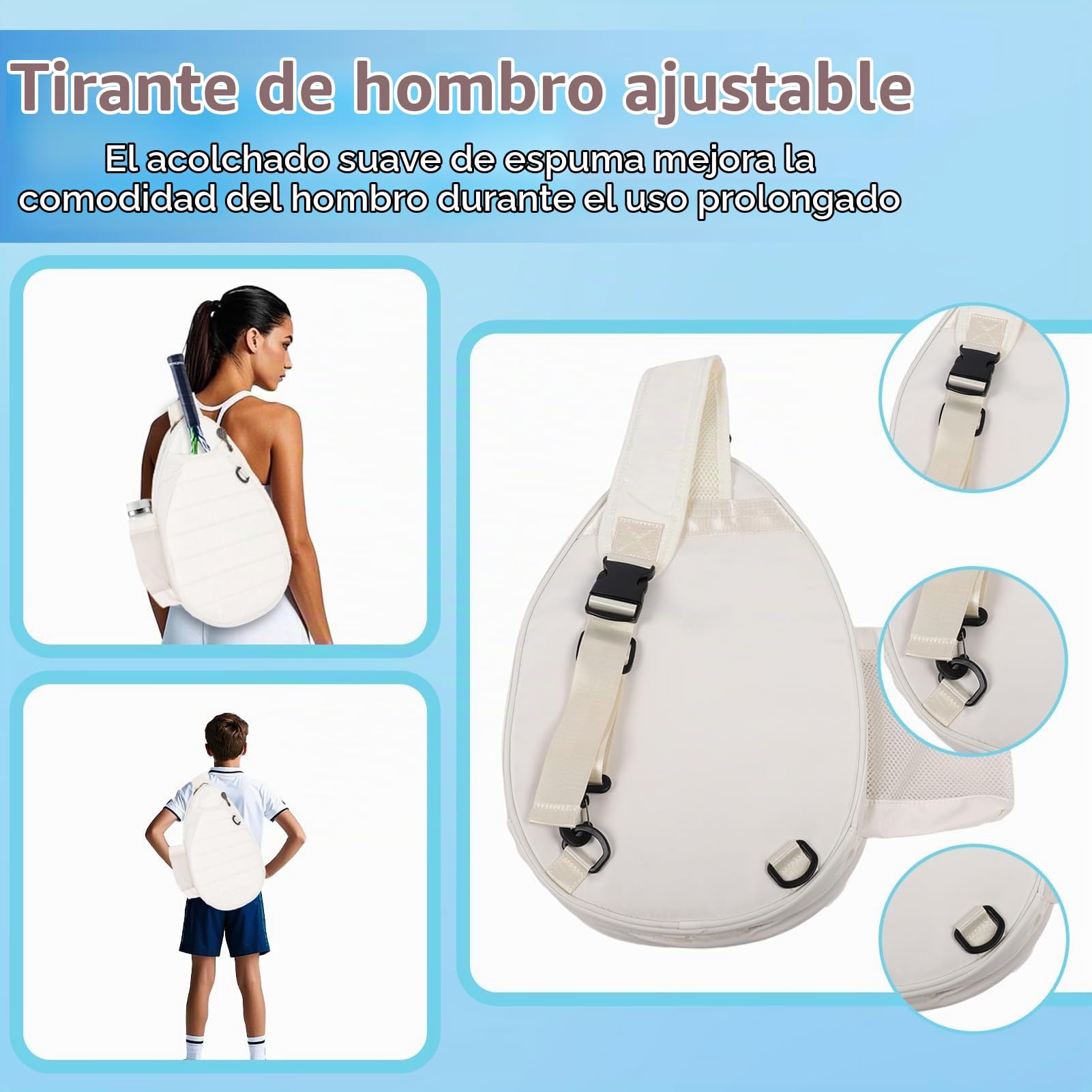 Ejoyous Bolsa de Tenis, Bolsa de Tenis Bolsa para Raqueta de Tenis Mochila de Tenis Ligera Bolsa de Hombro Acolchado de Espuma de Gran Capacidad Paleta de Pickleball Separación Seca y
