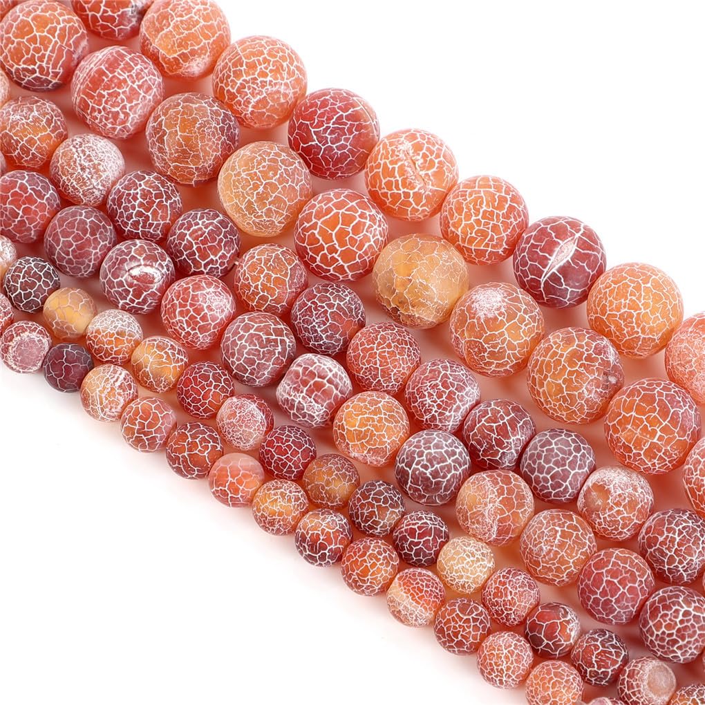 Perles en pierre naturelle rouge givré pour atelier bijoux à la maison