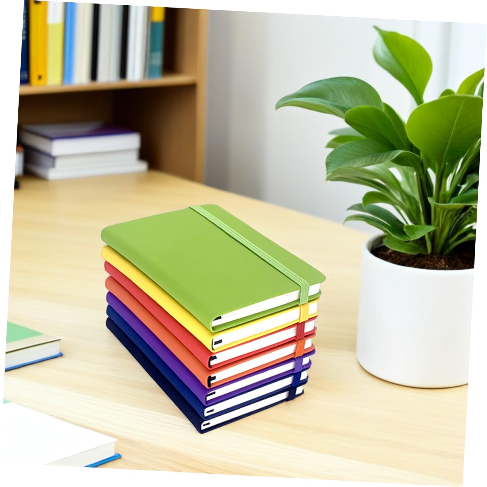 Set da 7 Quaderni Tascabili A6 con Righe, Copertina in Pu e Chiusura Elastica, Blocco Note Portatile per Appunti Scuola e Riunioni, Carta di Qualità per Prevenire Sbavature