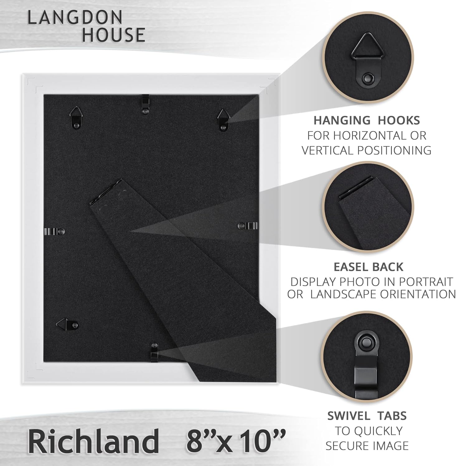 Langdon House 8x10 Picture Frames (Distressed White, 3 Pack) Farmhouse Style, Richland Collection