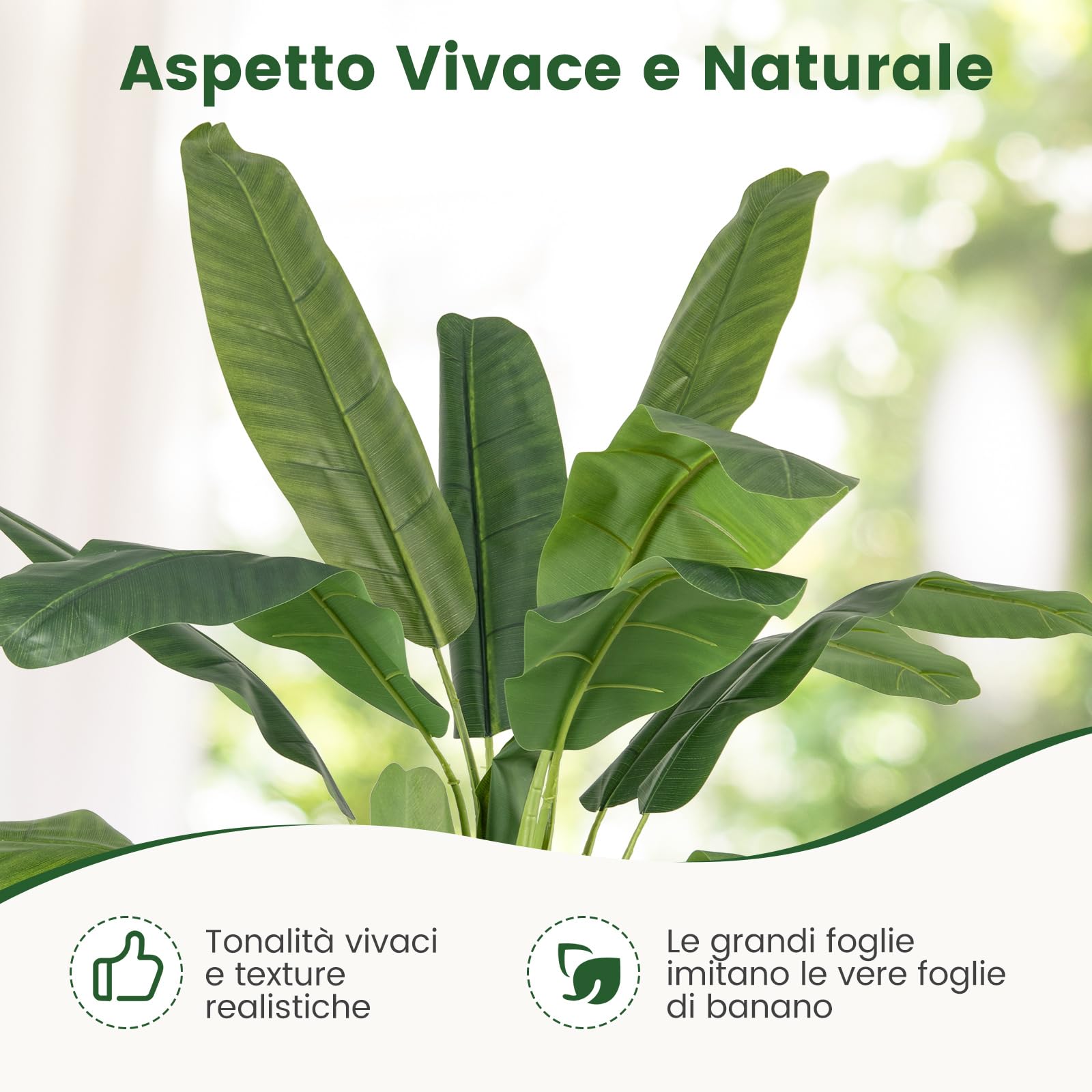 Pianta Artificiale Uccello Del Paradiso 160 Cm - Albero Di Banano Finto, Vaso Con Cemento, Per Interni Ed Esterni - Foto 8