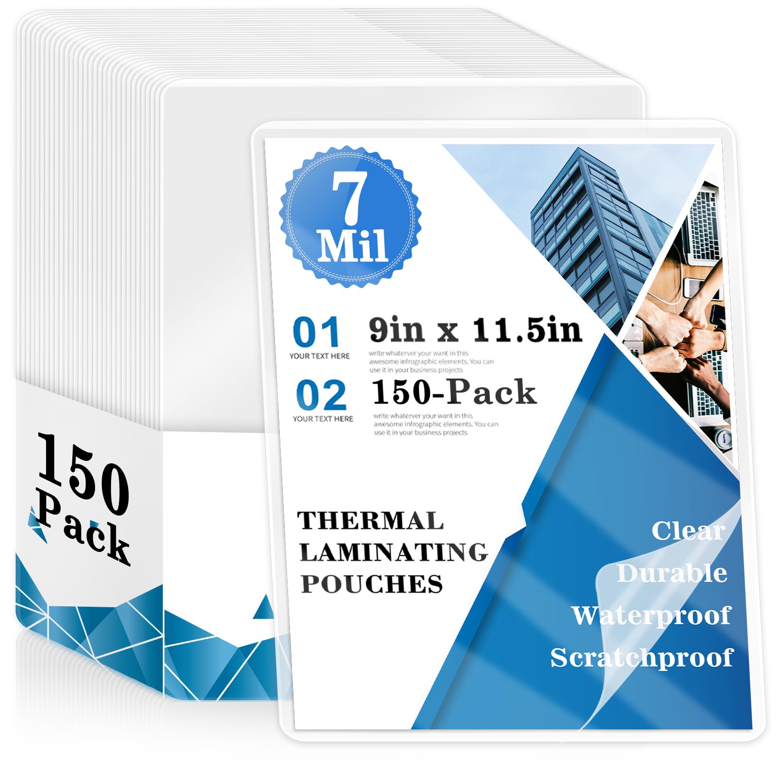 150 Pack 7 mil Thermal Laminating Pouches Fits Letter Size 8.5 × 11 in Laminating Sheets Thick Clear Plastic Paper Laminator Sheets File Laminator Pouches 9x11.5inches